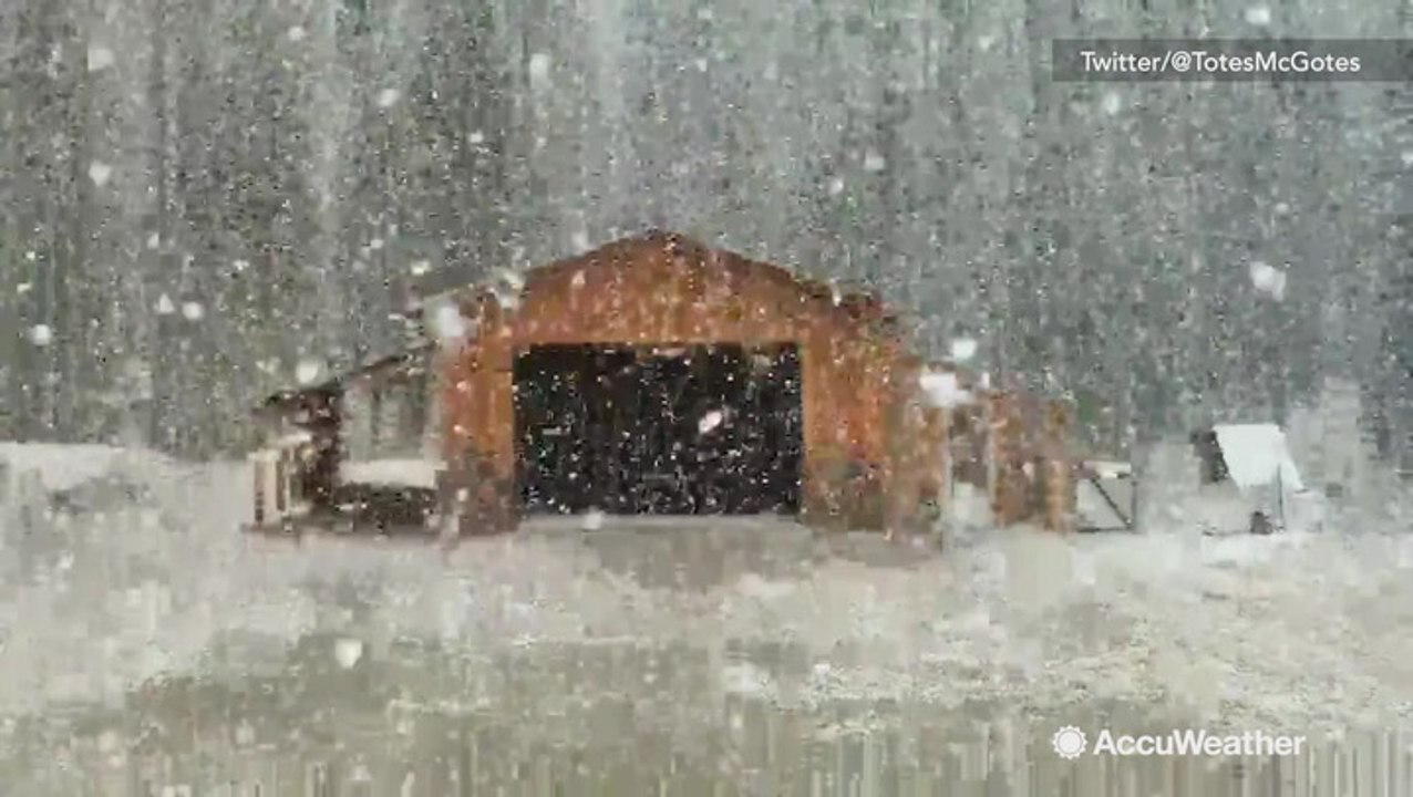 Huge flakes fall to paint a peaceful, serene winter scene...but it's spring!