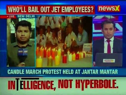 Jet Employees held Candle March Protest today at Jantar Mantar against Shutting down of Airline