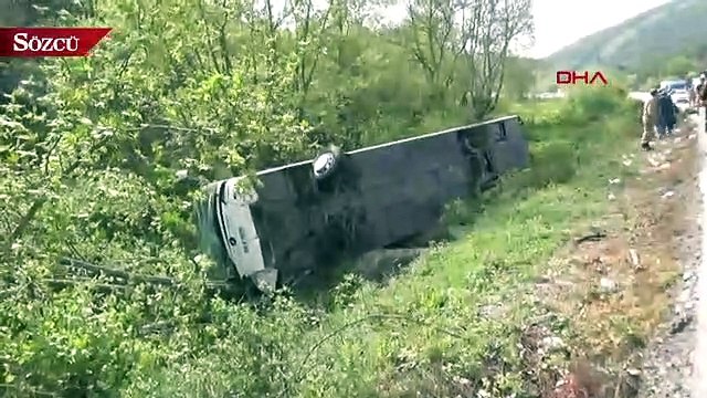 Çanakkale’de askerleri taşıyan otobüs yan yattı