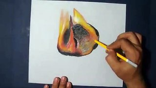 3D Drawing paper Burning, Realistic Fire