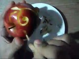 Carving Apple, Zentangle in Apple, Carving Fruit