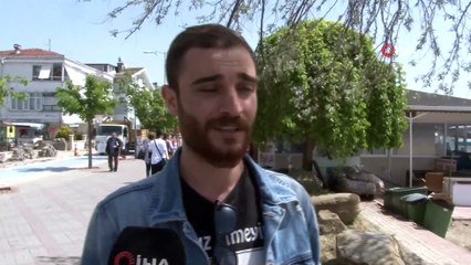 Büyükçekmece'de turuncuya dönen deniz, havadan görüntülendi