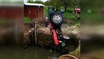 El freni çekilmeyen traktör su kuyusuna devrildi - MALATYA