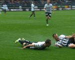 Angers' Manceau celebrates with Klinsmann dive