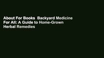 About For Books  Backyard Medicine For All: A Guide to Home-Grown Herbal Remedies  Best Sellers