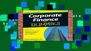 [NEW RELEASES]  Corporate Finance For Dummies by Michael Taillard