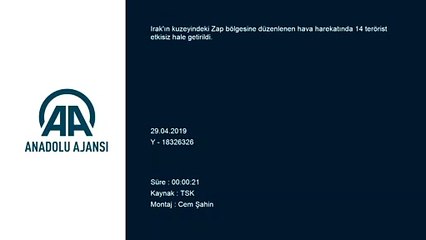 Zap bölgesine düzenlenen hava harekatında 14 terörist etkisiz hale getirildi