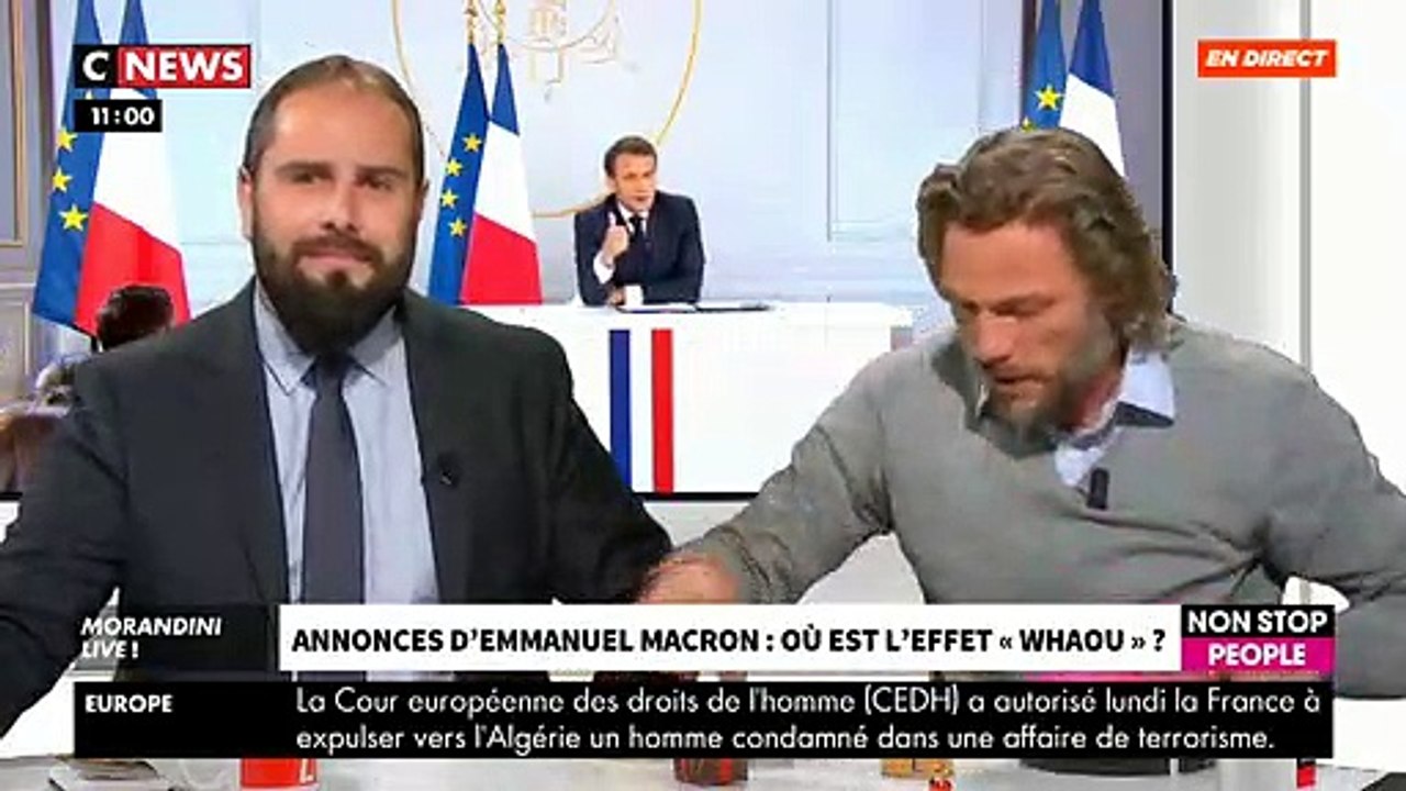 En direct dans "Morandini Live", le gilet jaune Thierry-Paul Valette sort des pâtes et de la "poudre de perlimpinpin" pour résumer les annonces d'Emmanuel Macron - VIDEO