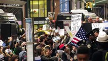 Protestors gather outside the New York Times building over Netanyahu cartoon