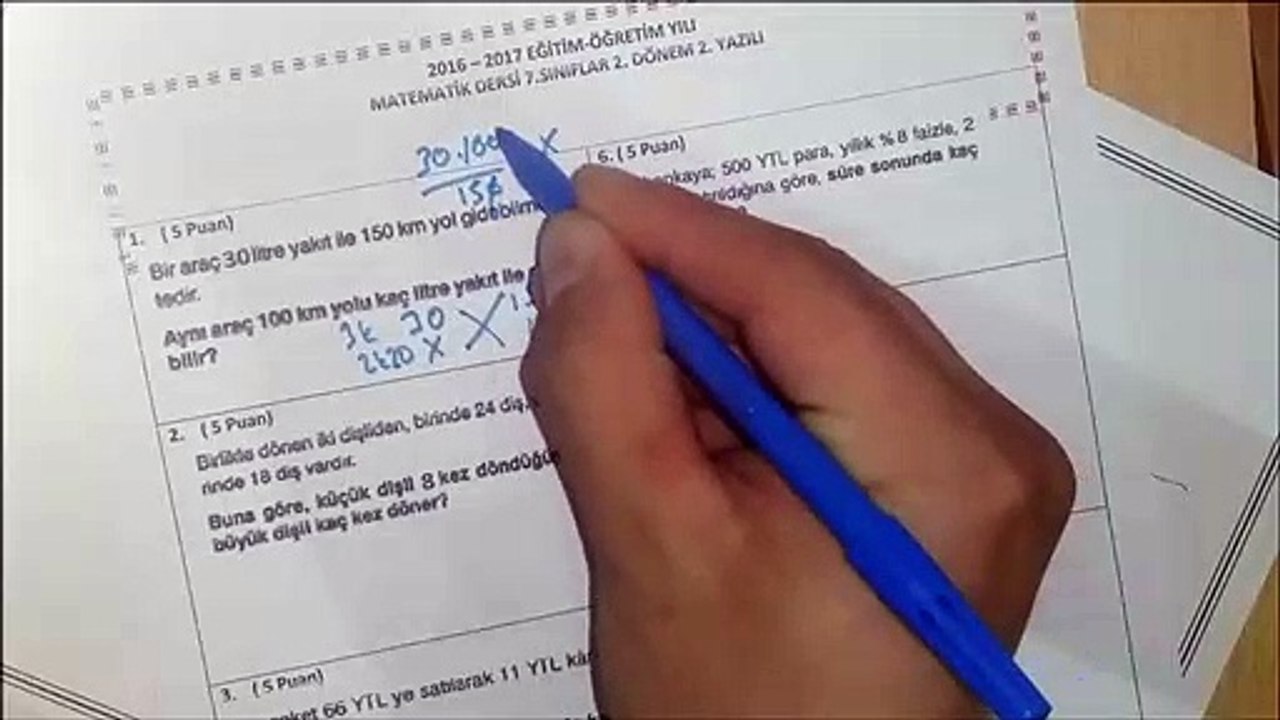 7.Sınıf MATEMATİK 2.Dönem 2.Yazılı Çözümü ve Çalışması