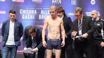 SAM COX v GEORGI GEORGIEV - OFFICIAL WEIGH-IN / ALLEN v BROWNE / CHISORA v GASHI