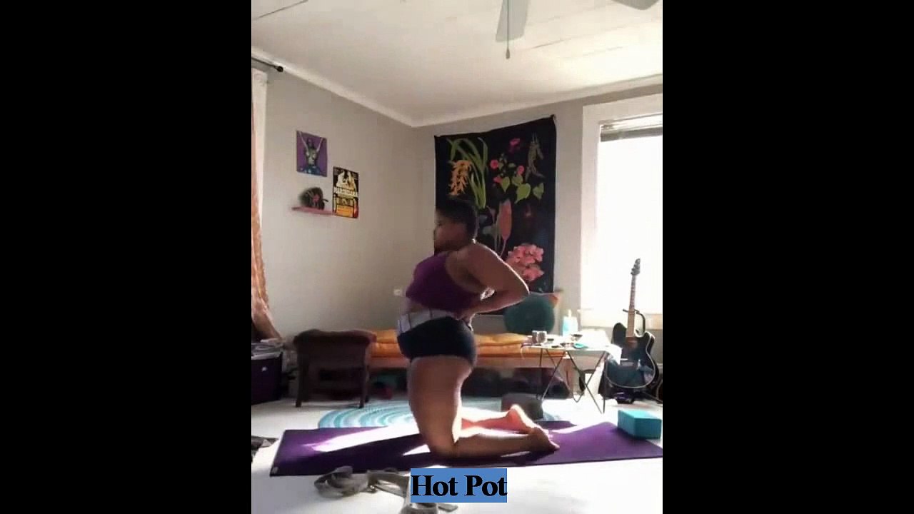 Fat Women doing Yoga in two piece
