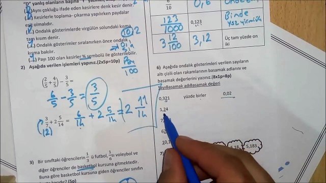 5.Sınıf MATEMATİK 2.Dönem 2.Yazılı Çözümü ve Çalışması