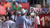 İşçi sendikaları Taksim Meydanı'nda Atatürk Anıtı'na çelenk bıraktı
