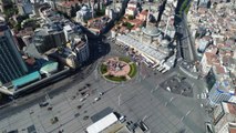 Taksim Meydanı'na Çelenk Bırakılması Havadan Görüntülendi