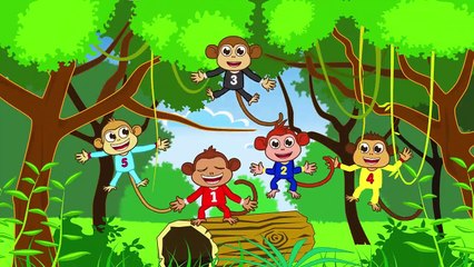 Five Little Monkeys jumping on the bed -5 petits singes -comptine en Anglais