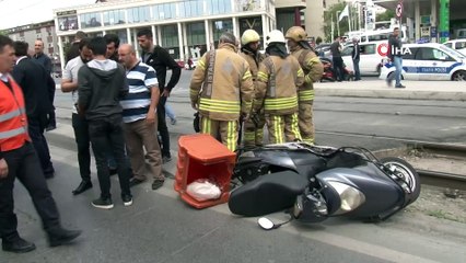 Güngören’de motosikletli kuryeye tramvay çarptı