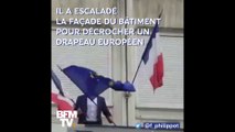 Florian Philippot décroche un drapeau européen du centre des impôts de Forbach