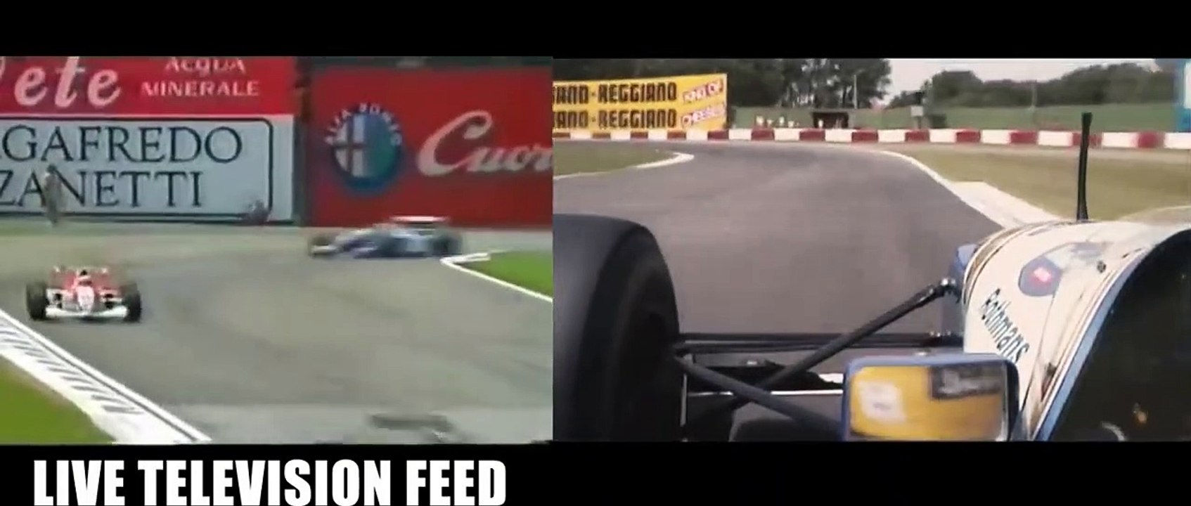 Senna crash - Split screen comparison.