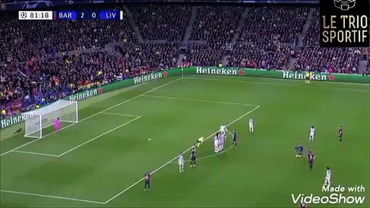 Le coup franc de Messi, son 600eme but avec le Barça !