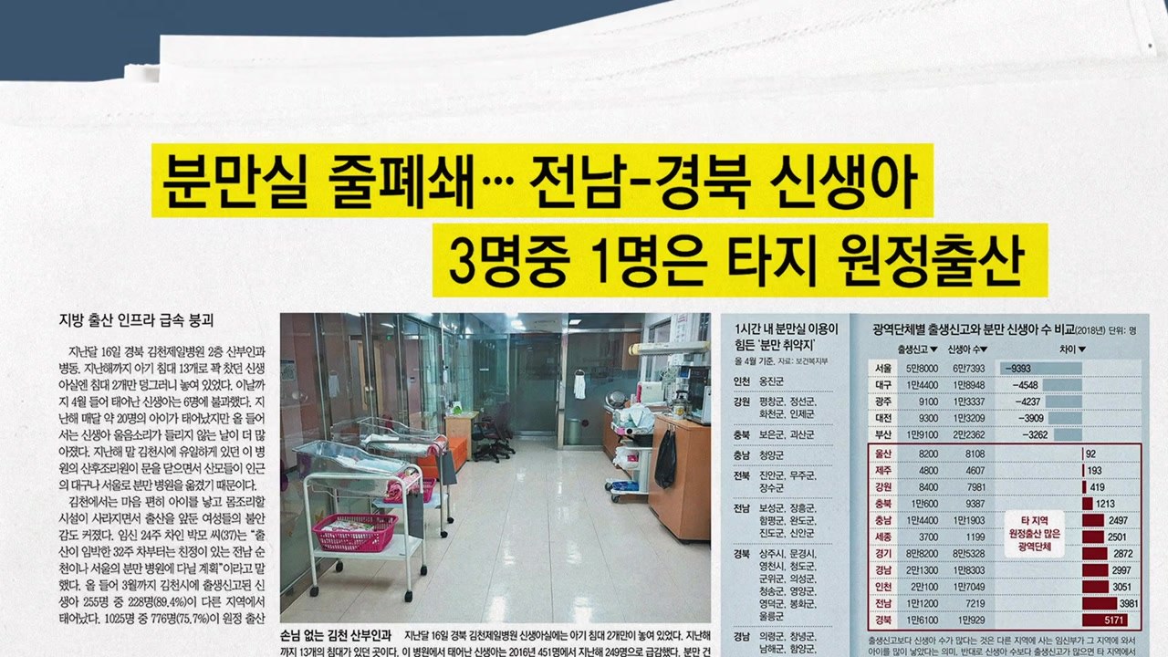 [앵커 pick] 지방 출산 인프라 급속 붕괴..."분만실 없어 원정 출산" / YTN