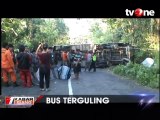 Bus Pariwisata Terguling, 1 Orang Tewas dan Belasan Terluka