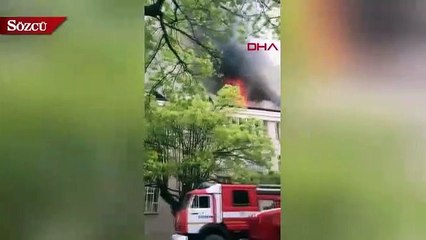 Abhazya'da ortaokulda korkutan yangın