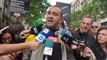 Javier Pacheco (CCOO) atiende a los medios durante la jornada del 1 de mayo