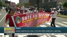Perú: marchan trabajadores en Lima contra la precariedad laboral