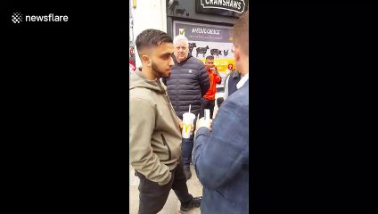 Tommy Robinson covered in milkshake for second time in two days