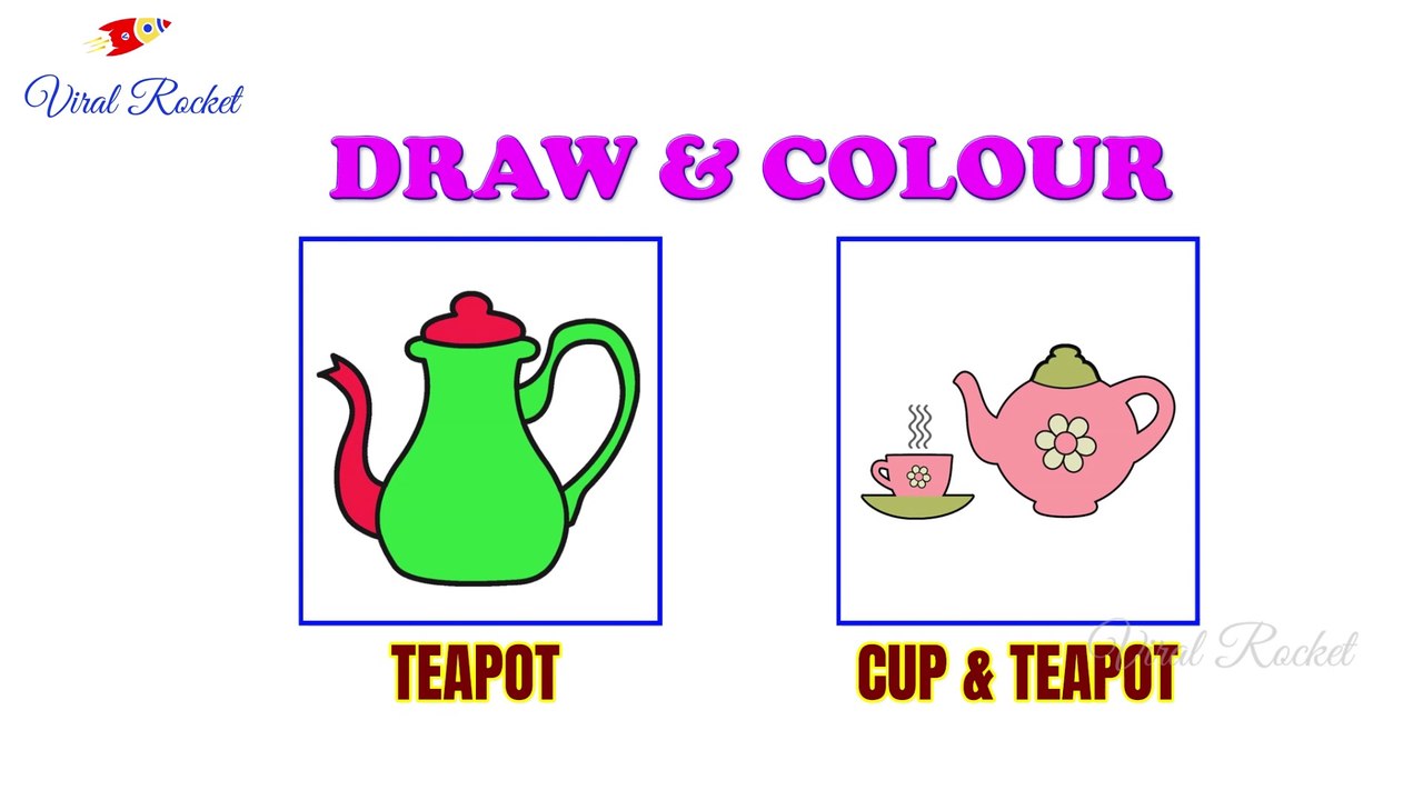 Cup Drawing and Colouring for kids | Learn How to Draw Teapot easily | Art Breeze # 13 - |  Viral Rocket