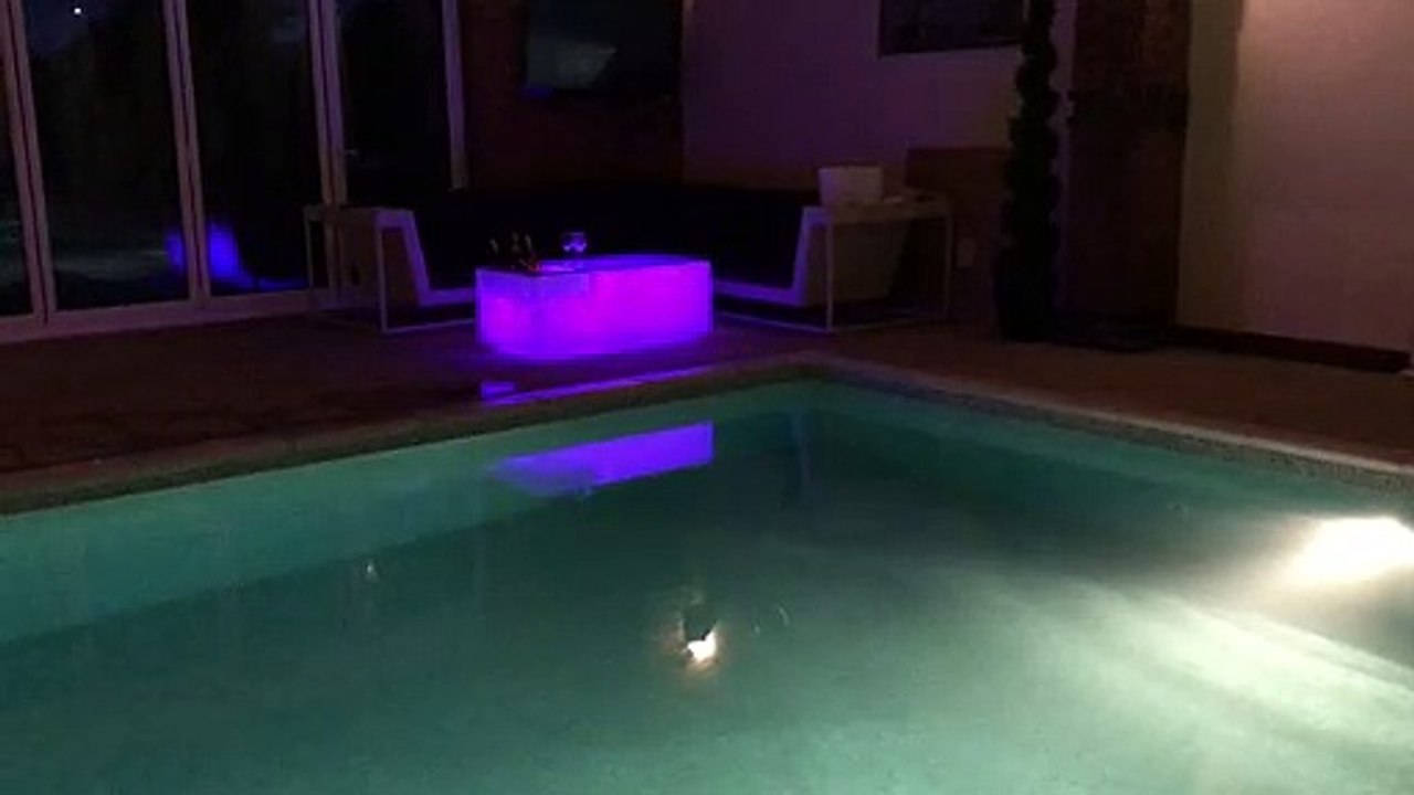 LED Rectangular Coffee Table with Ice Bucket