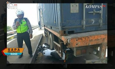 Ganjal Truk Dengan Motor, Polisi Selamatkan Nyawa