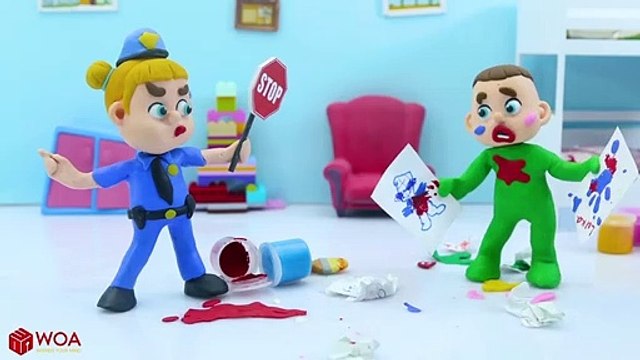 LUKA BABY POLICE STOPS UNTIDY BEHAVIOR Play Doh Cartoons Stop Motion