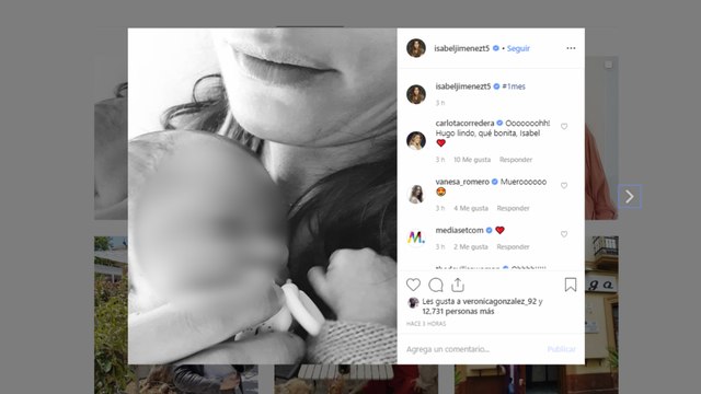 Isabel Jiménez celebra el primer mes de vida de su hijo