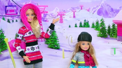 Barbie Girl and Baby Doll Snow Car Toys Play!