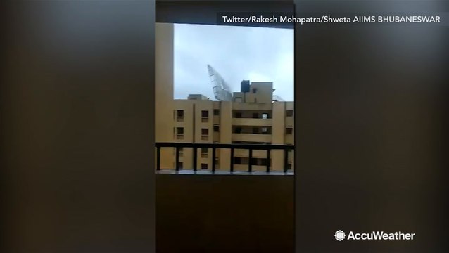 Roof sent flying from winds as it plummets to the ground