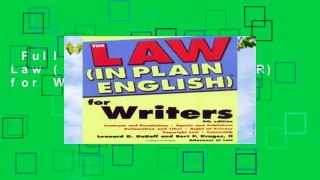 Full version  The Law (in Plain English)(R) for Writers Complete