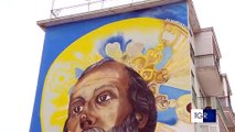 Bari: ecco il VIDEO della lavorazione del gigantesco murale di San Nicola al San Paolo