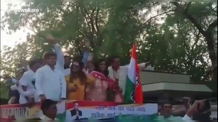 Bollywood actress injured when float collapses during political rally