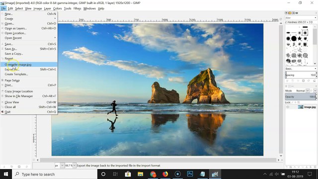 How to Convert JPG Image File to PNG in GIMP 2.10?