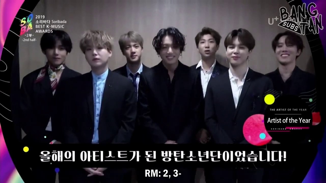 [ENG] 190823 Soribada Best K-Music Awards - BTS Wins Daesang for Artist of the Year
