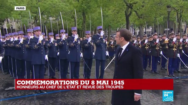 Commémorations du 8 mai 1945 : Emmanuel Macron passe en revue les troupes