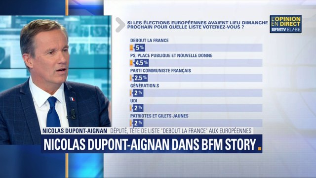 Européennes: contre les sondages, Nicolas Dupont-Aignan appelle les Français à voter selon leur conscience
