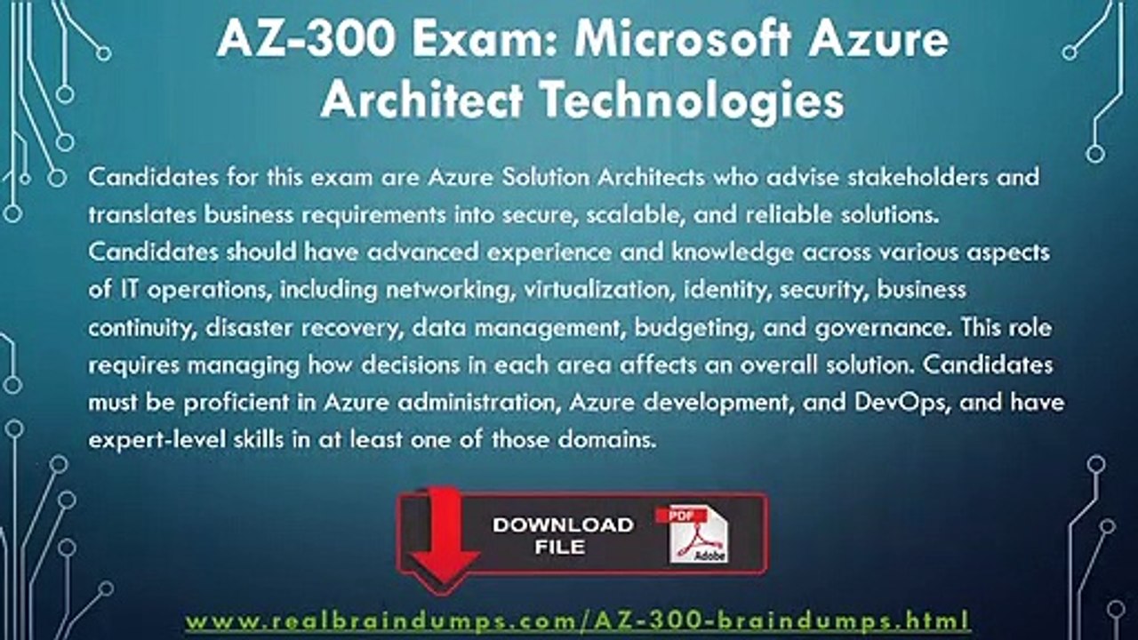 Microsoft Azure Solutions Architect Expert AZ-300 Braindumps