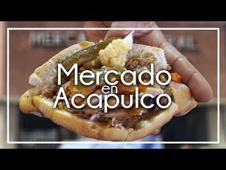 CERDO JUGOSO dentro de un Bolillo en el Mercado de Acapulco