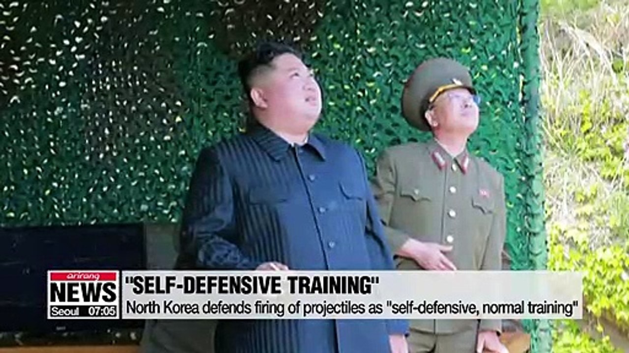 North Korea defends firing of projectiles as "self-defensive, normal training"