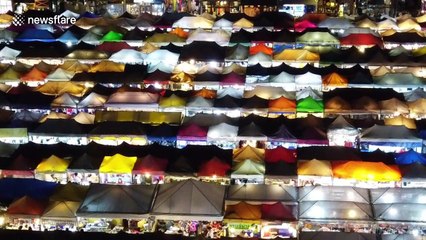 Stunning view of multi-coloured market stall roofs becomes popular selfie destination in Thailand