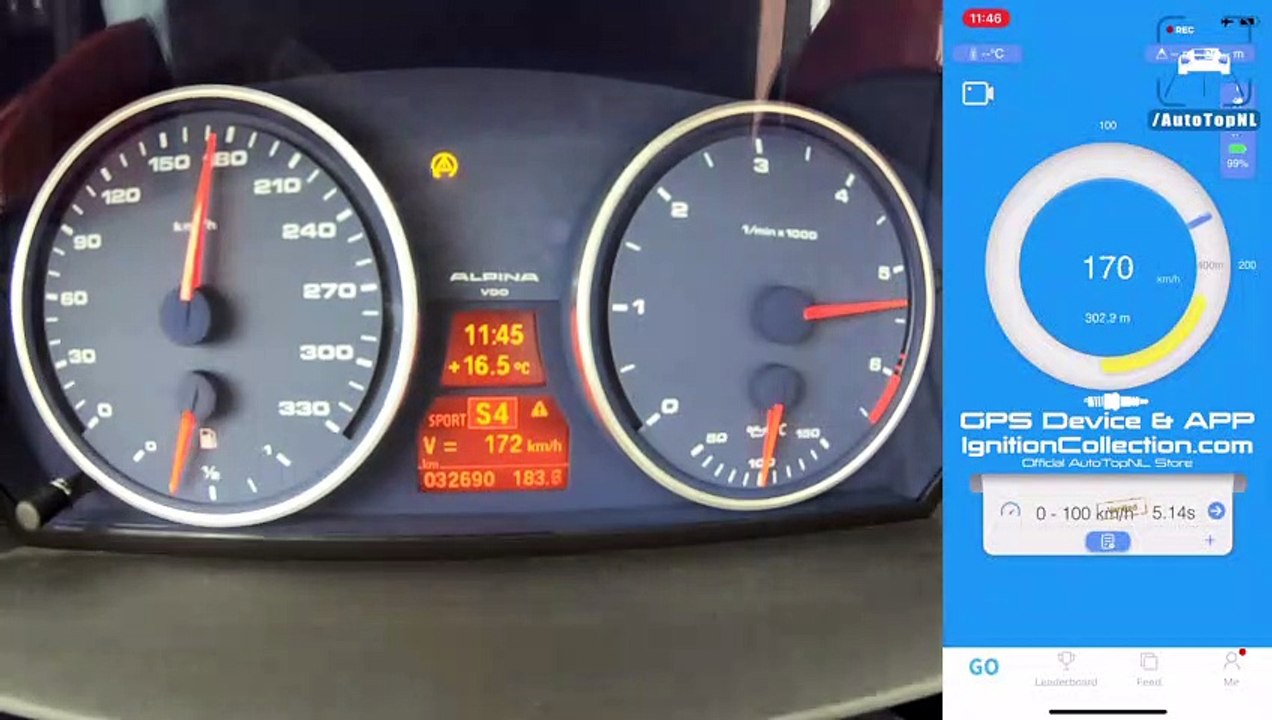 ALPINA B5 S 530HP ACCELERATION 0-214km/h DRAGY GPS by AutoTopNL