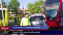 Fatih’te polis aracı ile tramvay çarpıştı